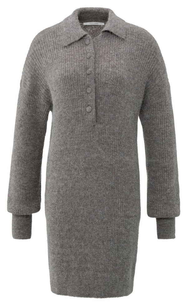 YAYA - Jurk Knitted Midi Taupe Grey - Luxedy