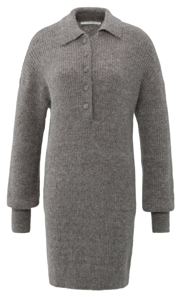 YAYA - Jurk Knitted Midi Taupe Grey - Luxedy