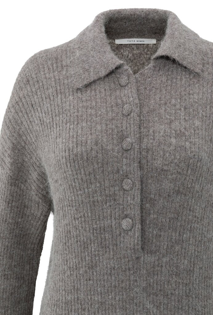 YAYA - Jurk Knitted Midi Taupe Grey - Luxedy