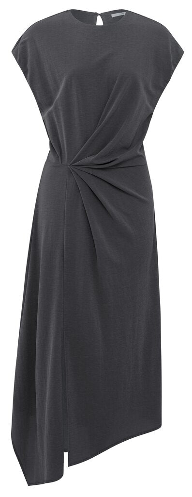 YAYA - Jurk Pleated Modal Dress Anthracite - Luxedy