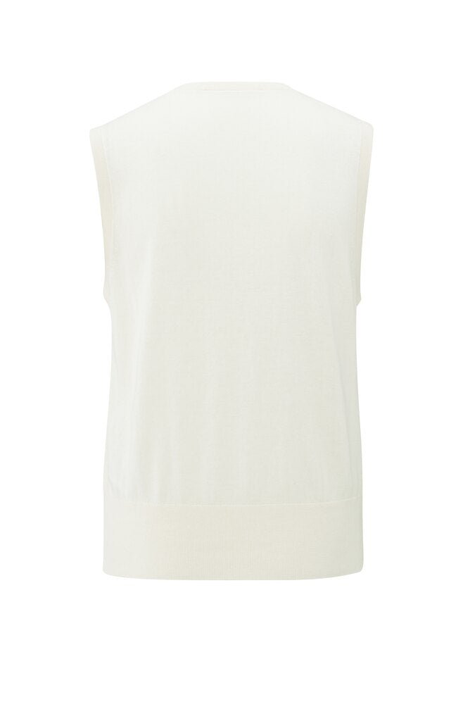 YAYA - Knitted Gilet Fine Rib Offwhite - Luxedy