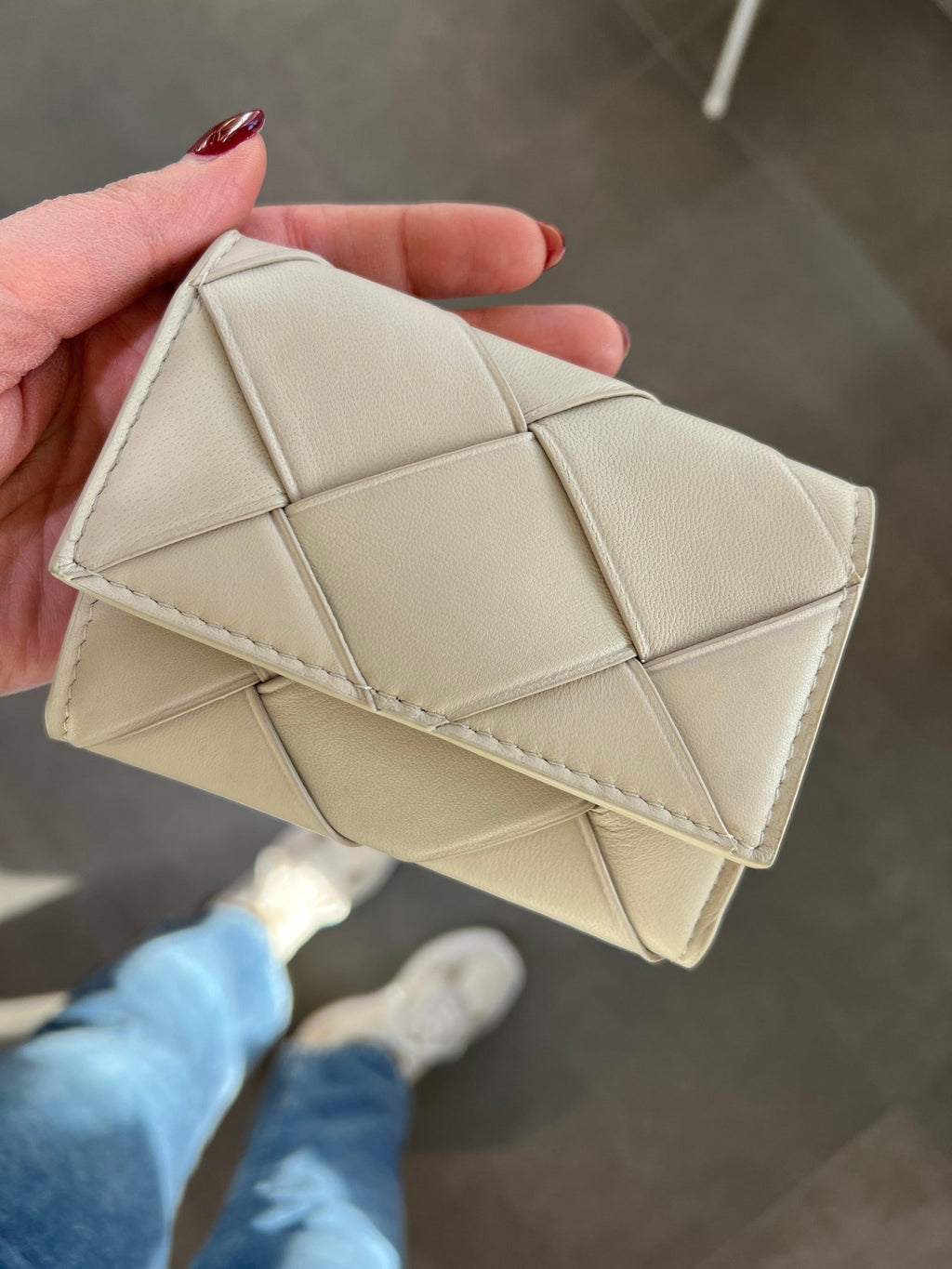 YAYA - Portemonnee Leather Braided Bone White - Luxedy