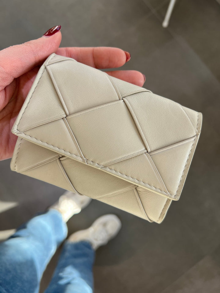 YAYA - Portemonnee Leather Braided Bone White - Luxedy