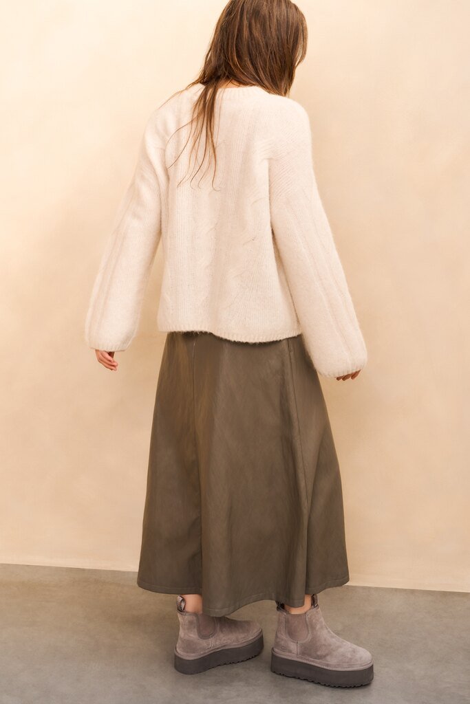 YAYA - Rok Faux Leather A - Line Dark Taupe Grey - Luxedy