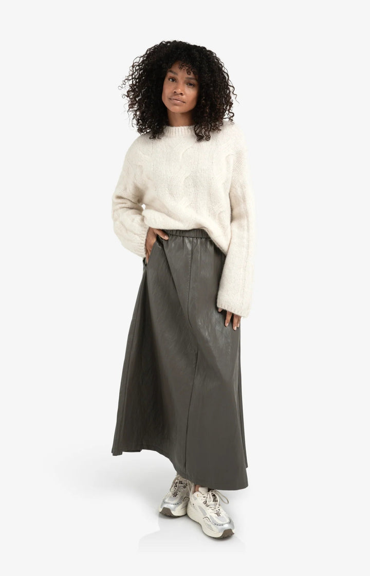 YAYA - Rok Faux Leather A - Line Dark Taupe Grey - Luxedy