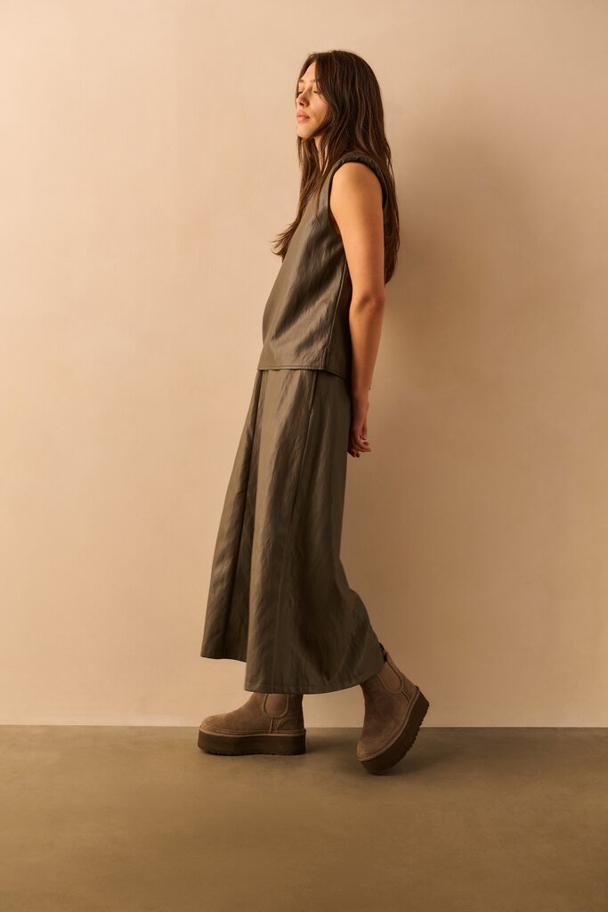 YAYA - Rok Faux Leather A - Line Dark Taupe Grey - Luxedy