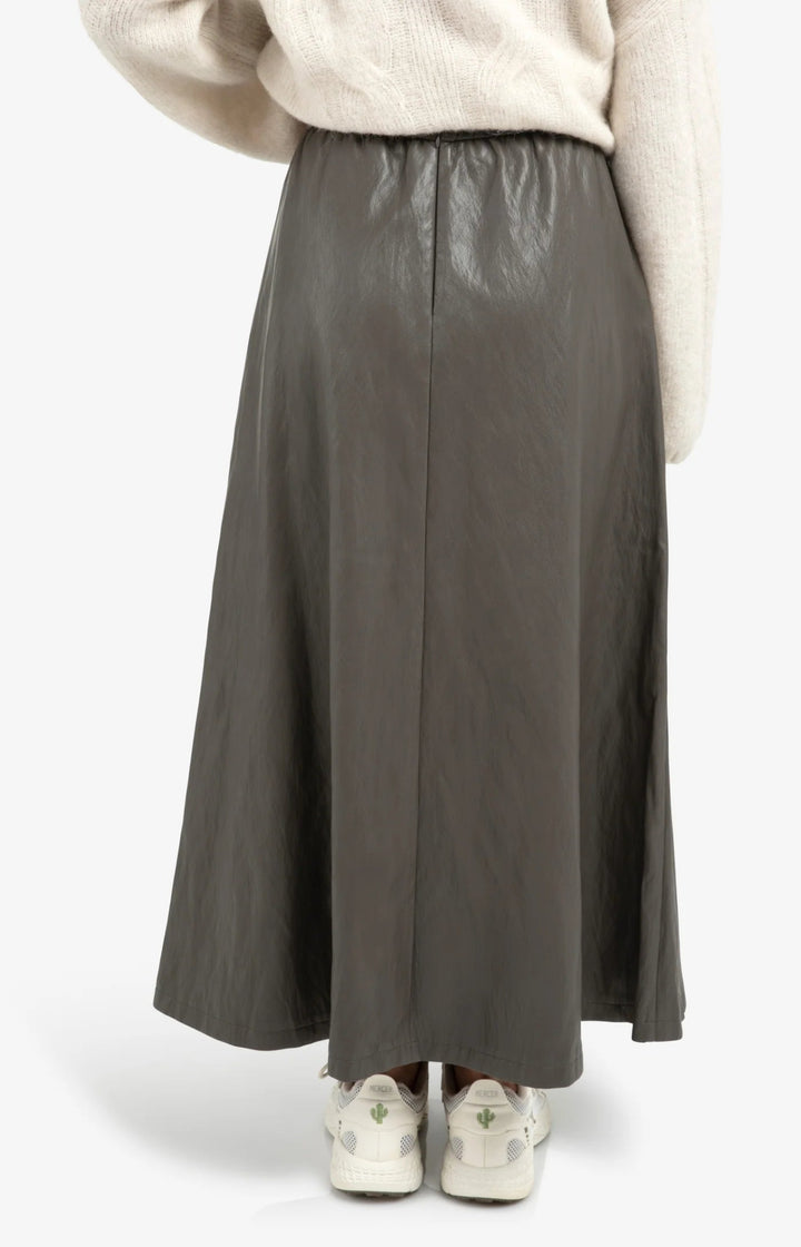 YAYA - Rok Faux Leather A - Line Dark Taupe Grey - Luxedy