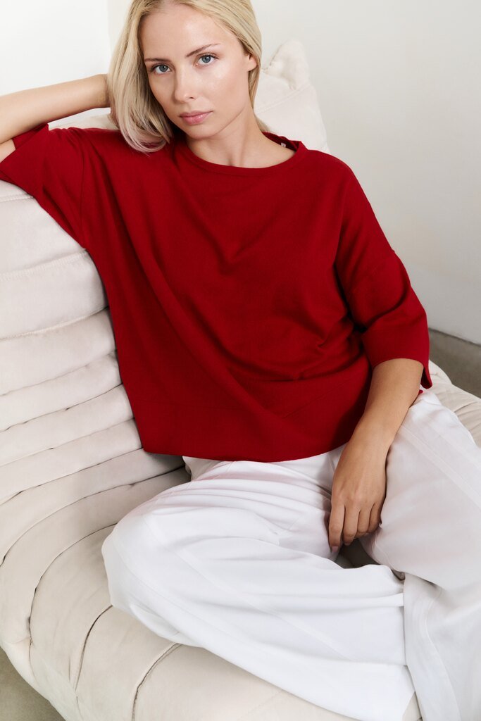 YAYA - Shirt Oversized Fine Knitted Scarlett Sage Red - Luxedy