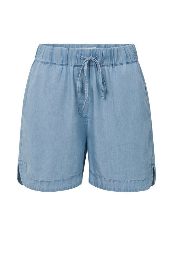 YAYA - Short Chambray With Elastic Waist Chambrey - Luxedy