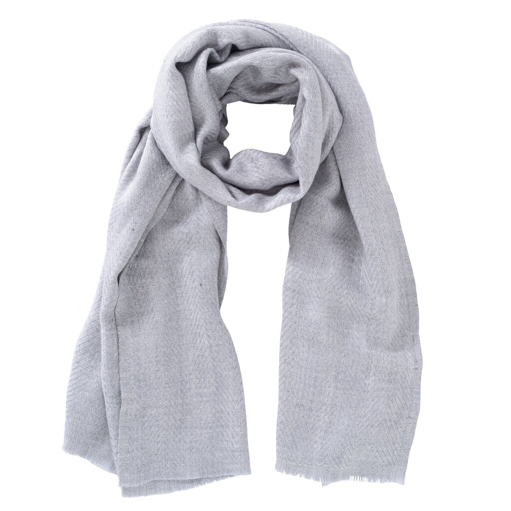 Yaya - Sjaal Herringbone Dessin Medium Grey - Luxedy
