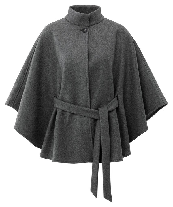 YAYA - Soft Woven Poncho Dark Night Grey Melange - Luxedy