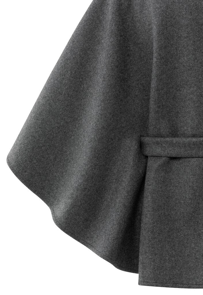 YAYA - Soft Woven Poncho Dark Night Grey Melange - Luxedy