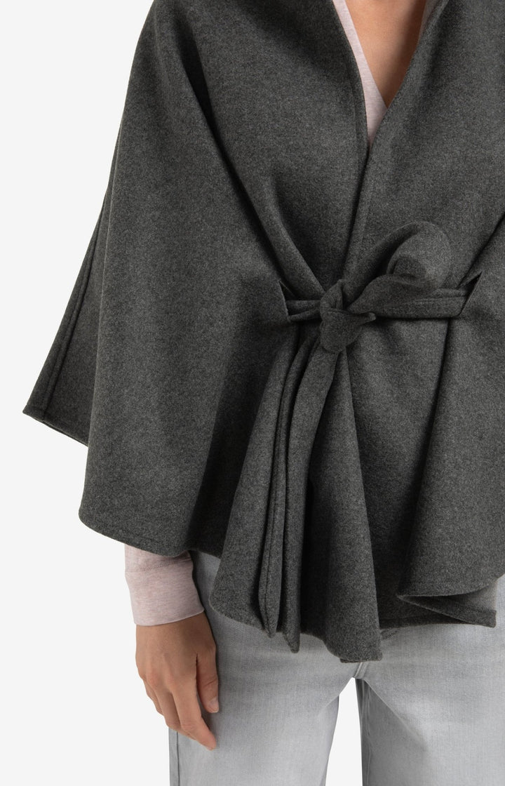 YAYA - Soft Woven Poncho Dark Night Grey Melange - Luxedy