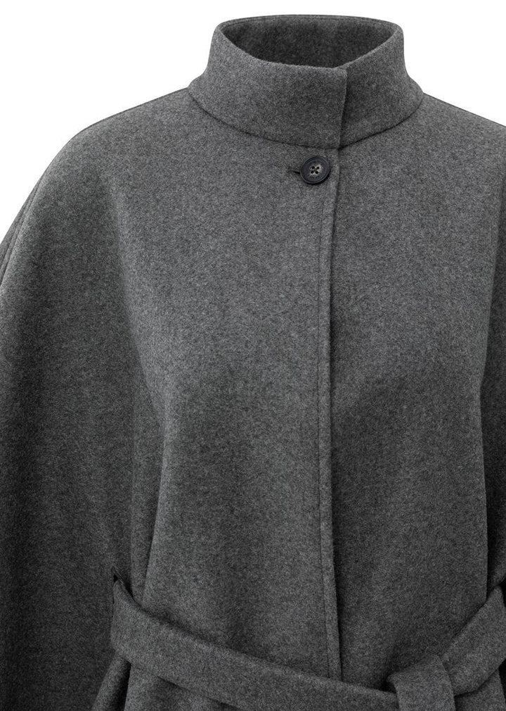 YAYA - Soft Woven Poncho Dark Night Grey Melange - Luxedy