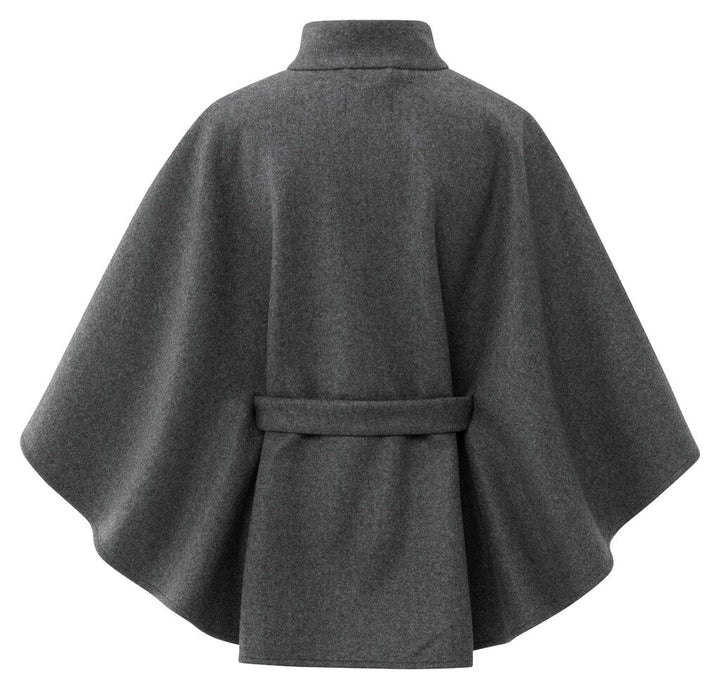 YAYA - Soft Woven Poncho Dark Night Grey Melange - Luxedy