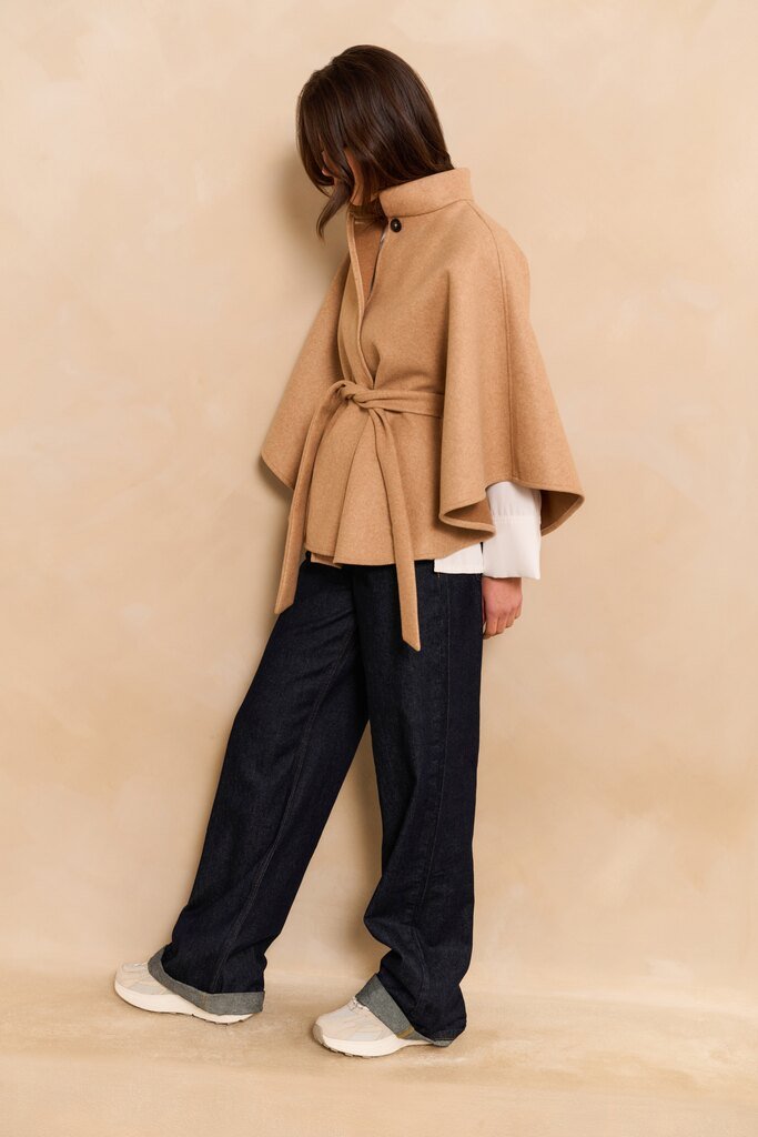 YAYA - Soft Woven Poncho Light Camel Melange - Luxedy