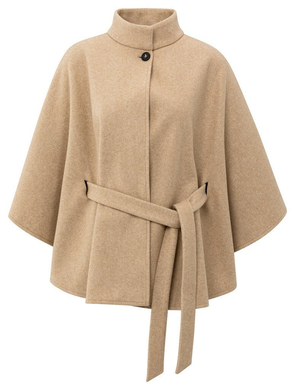 YAYA - Soft Woven Poncho Light Camel Melange - Luxedy