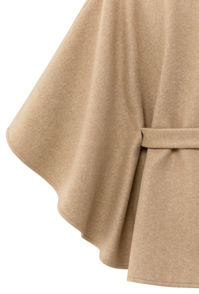 YAYA - Soft Woven Poncho Light Camel Melange - Luxedy