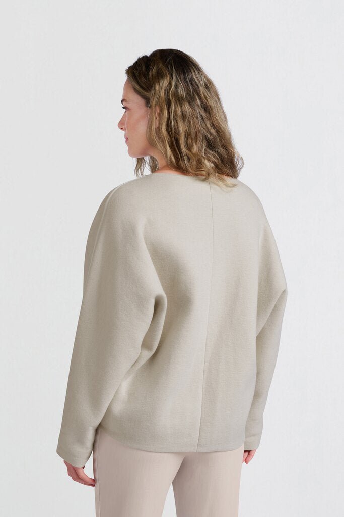 YAYA - Sweater Oversized V - Neck Pumice Stone Beige - Luxedy
