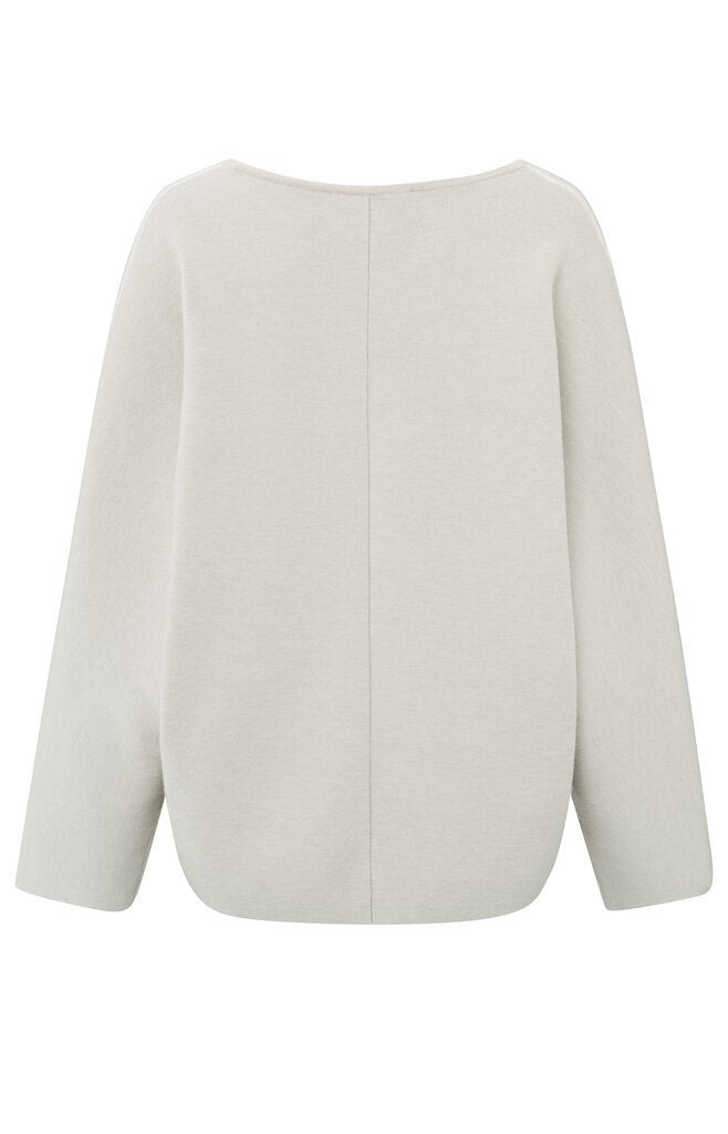 YAYA - Sweater Oversized V - Neck Pumice Stone Beige - Luxedy