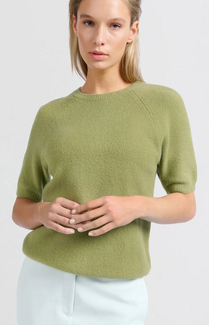 YAYA - Sweater Raglan Fluffy Olive Melange - Luxedy