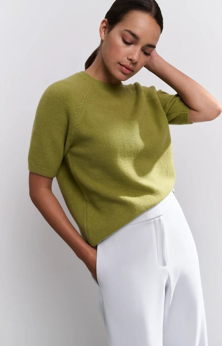 YAYA - Sweater Raglan Fluffy Olive Melange - Luxedy