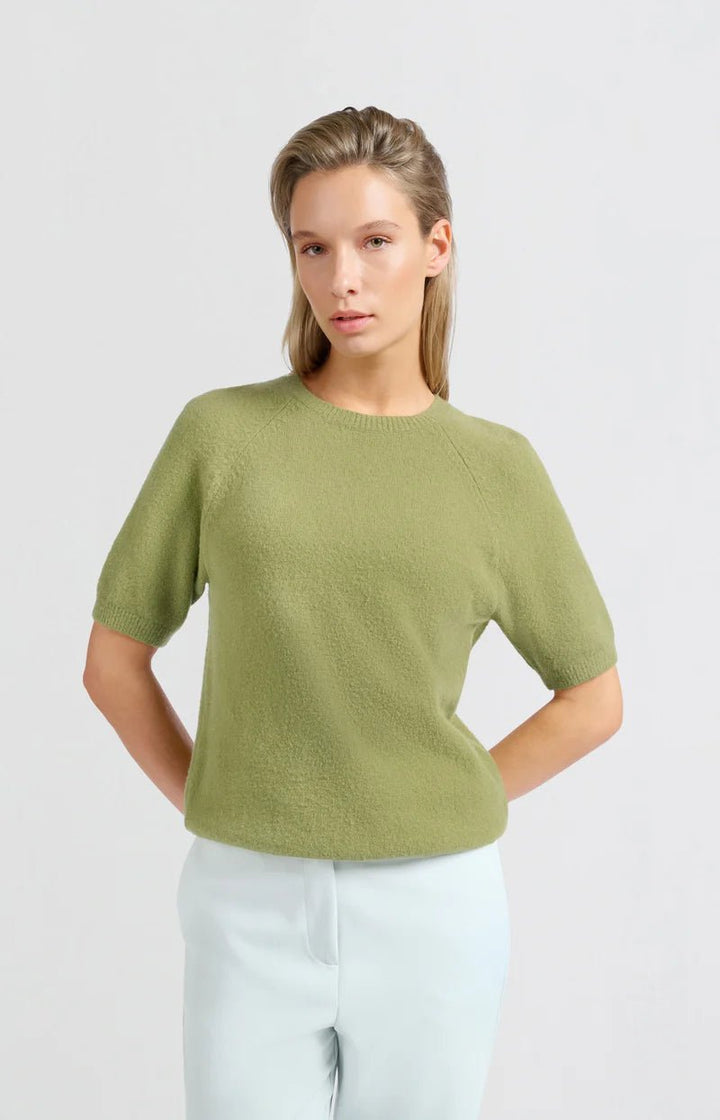 YAYA - Sweater Raglan Fluffy Olive Melange - Luxedy