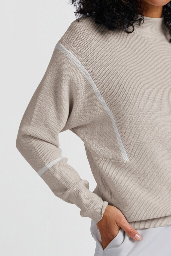 YAYA - Sweater Stripes Pumice Stone Beige Dessin - Luxedy