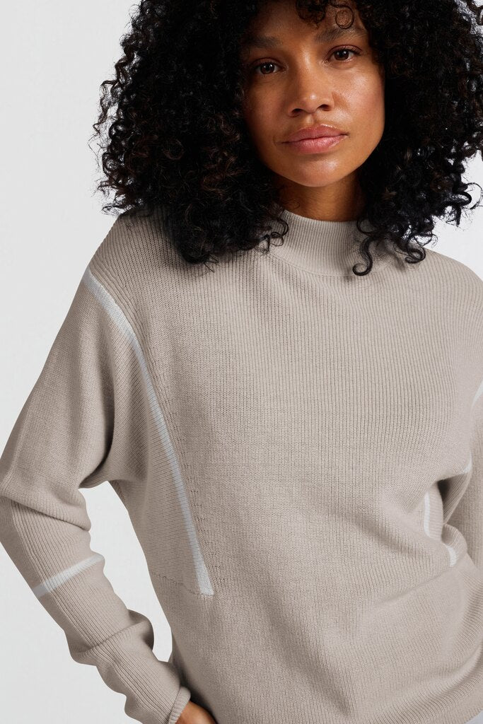 YAYA - Sweater Stripes Pumice Stone Beige Dessin - Luxedy