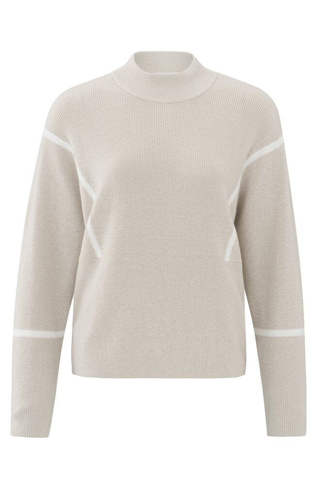 YAYA - Sweater Stripes Pumice Stone Beige Dessin - Luxedy