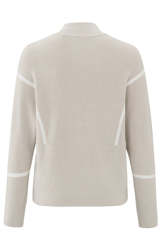 YAYA - Sweater Stripes Pumice Stone Beige Dessin - Luxedy
