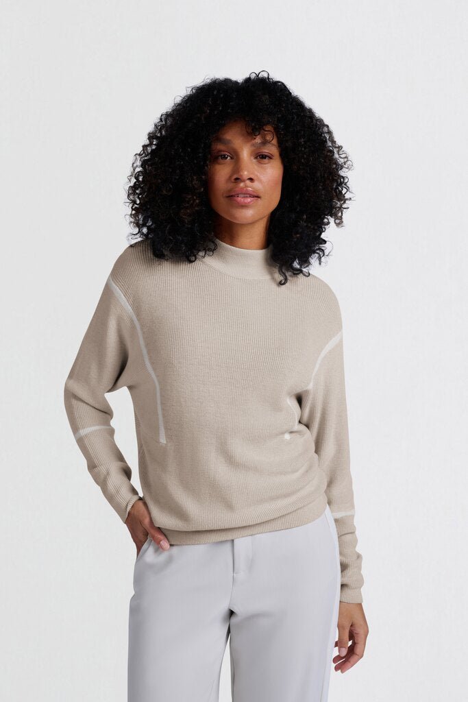 YAYA - Sweater Stripes Pumice Stone Beige Dessin - Luxedy