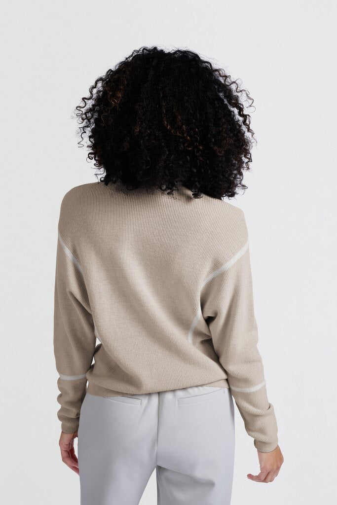 YAYA - Sweater Stripes Pumice Stone Beige Dessin - Luxedy
