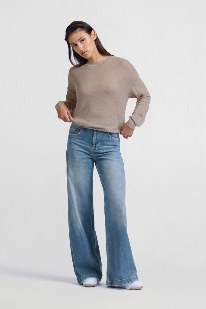 YAYA - Sweater Texture Fitted Feather Grey - Luxedy