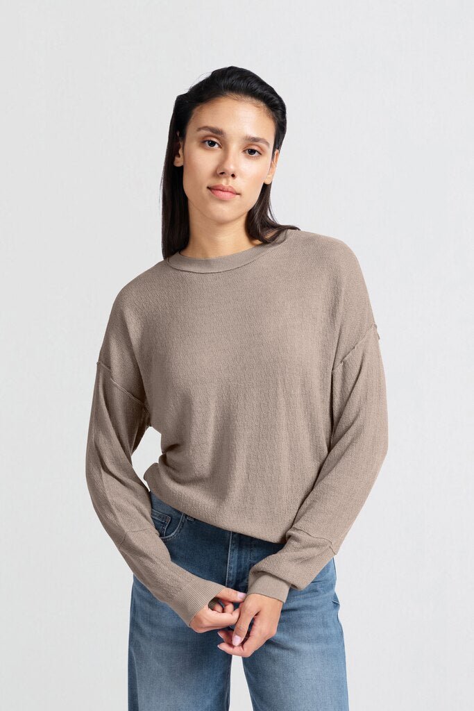 YAYA - Sweater Texture Fitted Feather Grey - Luxedy