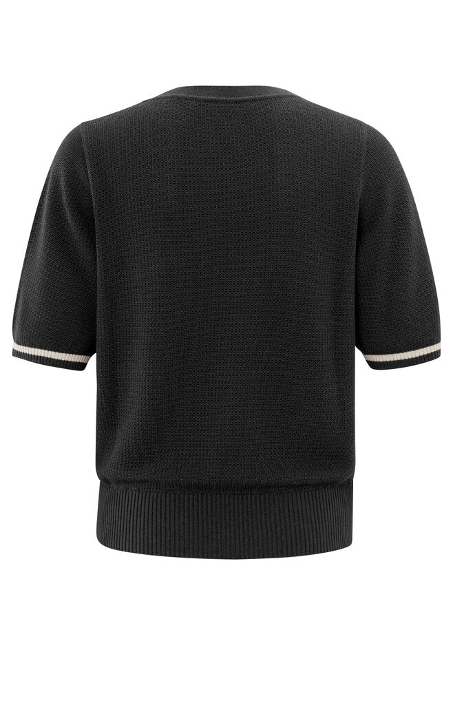 YAYA - Sweater Textured Round Neck Phantom - Luxedy