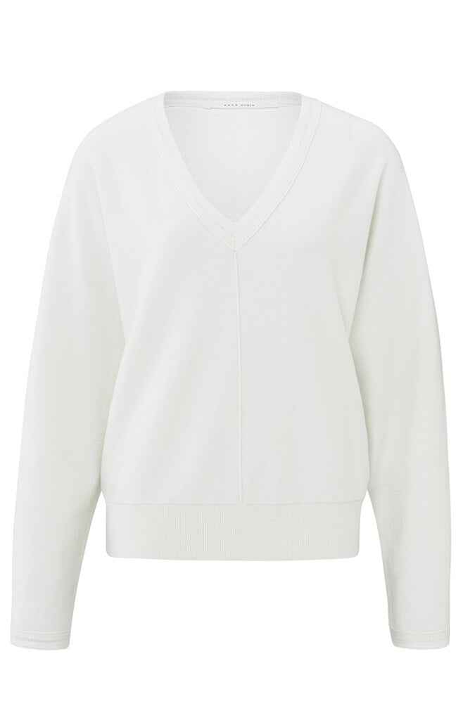 YAYA - Sweater V - Neck Batwing Vaporous Grey - Luxedy