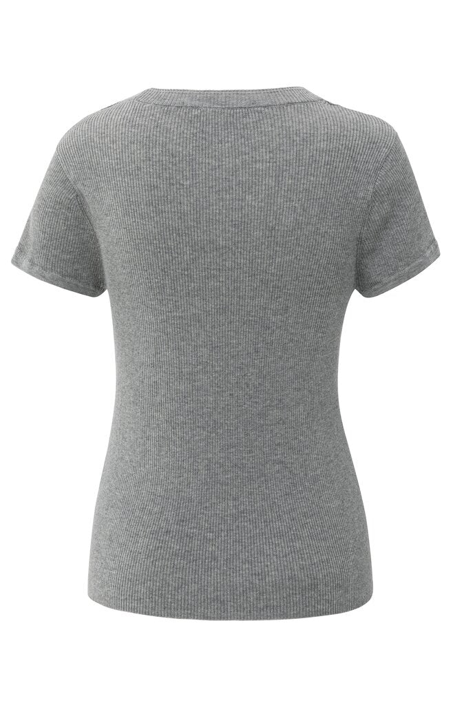 YAYA - T-Shirt Rib Medium Grey Melange - Luxedy