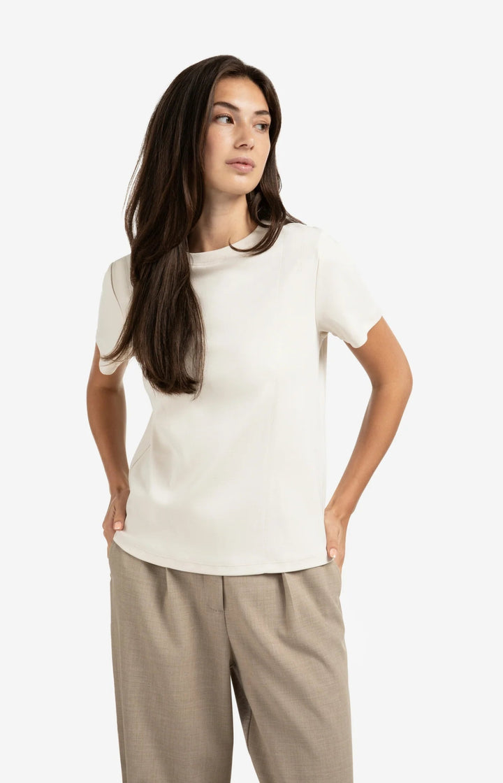 YAYA - T-Shirt Stitch Detail Chalk White - Luxedy