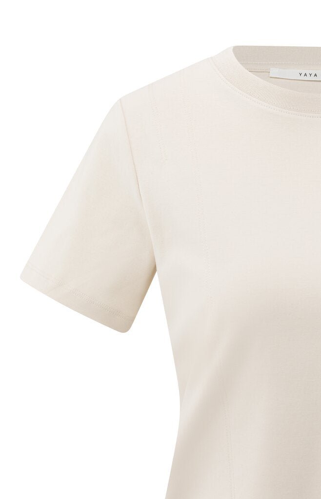 YAYA - T-Shirt Stitch Detail Chalk White - Luxedy