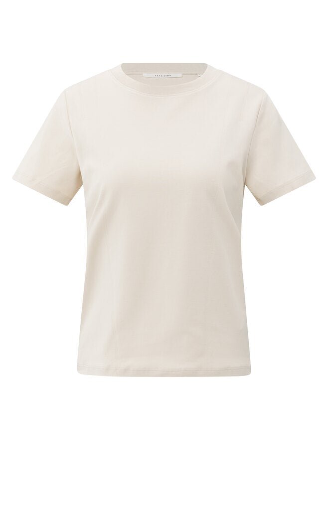 YAYA - T-Shirt Stitch Detail Chalk White - Luxedy