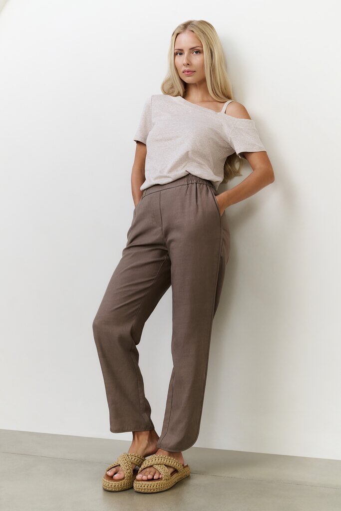 YAYA - Top Asymmetric Milk Brown Melange - Luxedy