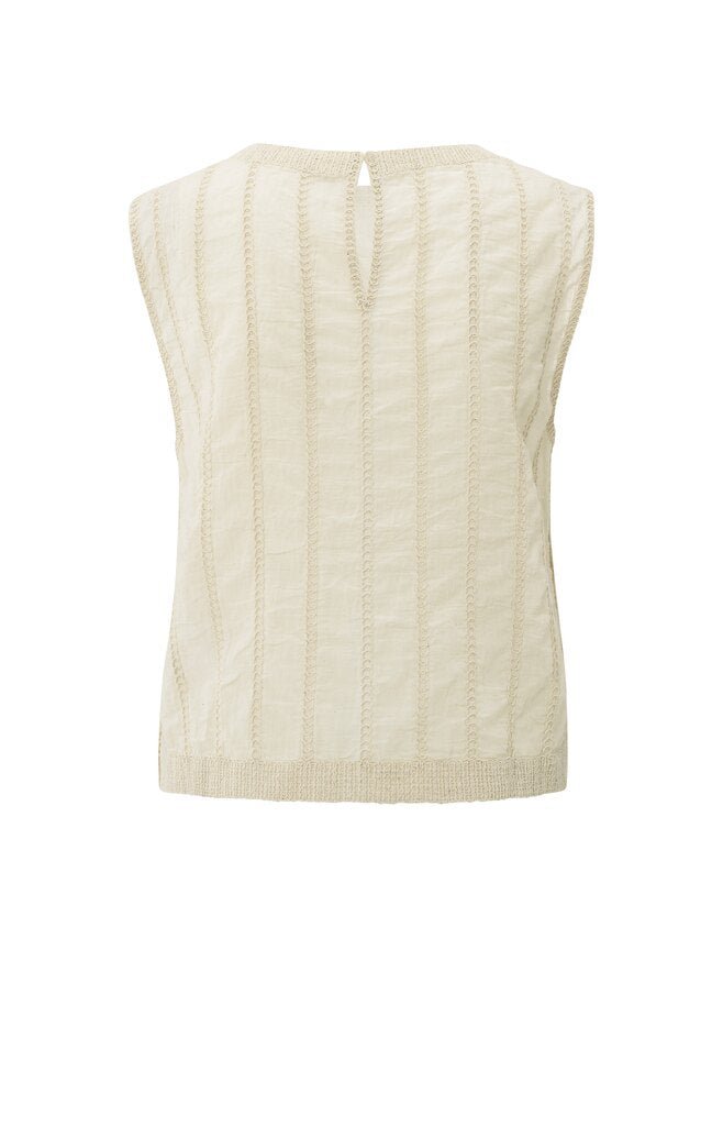YAYA - Top Embroidered Singlet Rib Offwhite - Luxedy