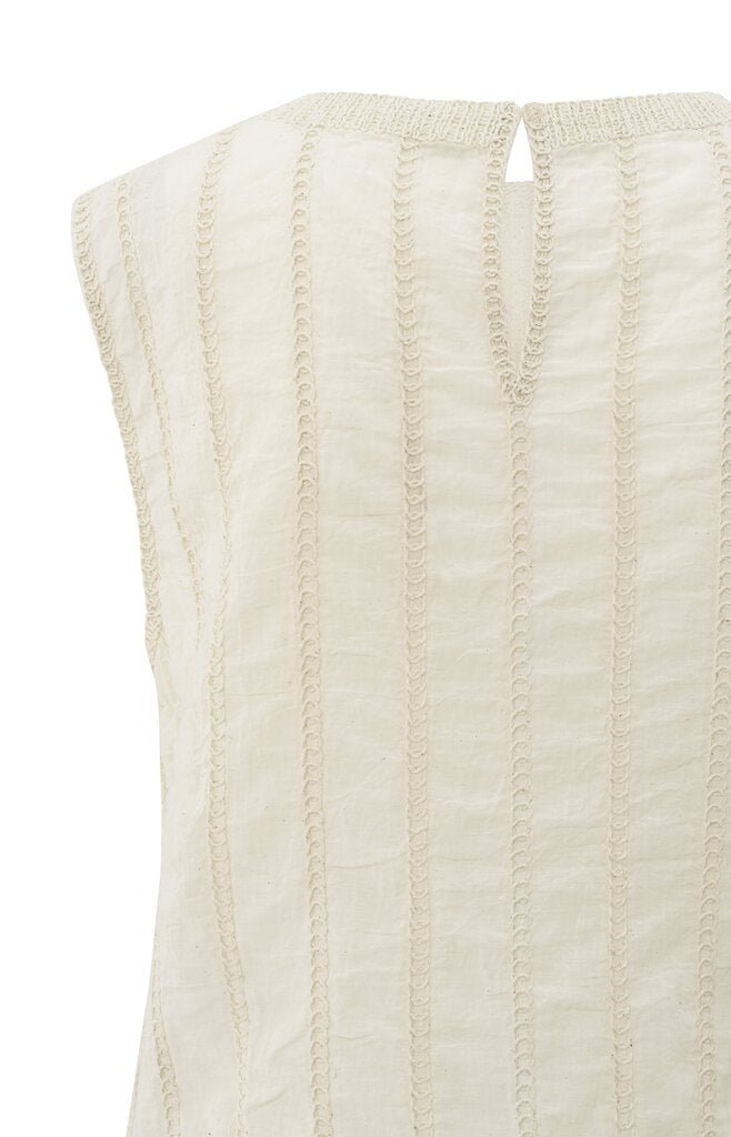 YAYA - Top Embroidered Singlet Rib Offwhite - Luxedy