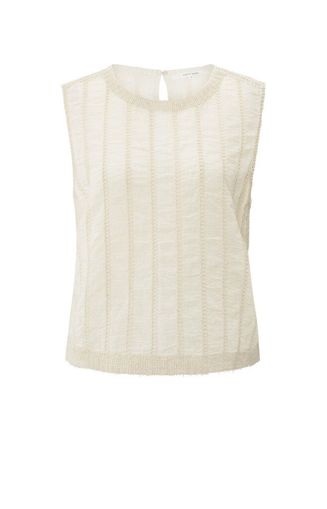 YAYA - Top Embroidered Singlet Rib Offwhite - Luxedy