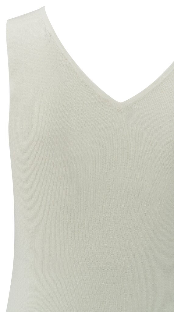 YAYA - Top Fine Rib Knitted TankTop Wool White - Luxedy