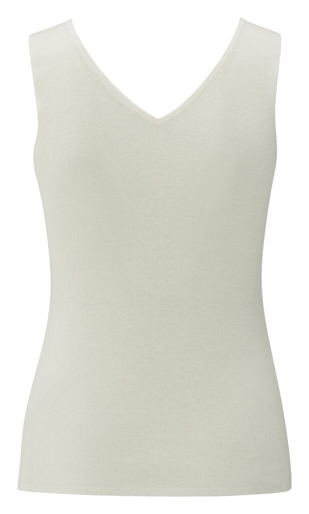 YAYA - Top Fine Rib Knitted TankTop Wool White - Luxedy