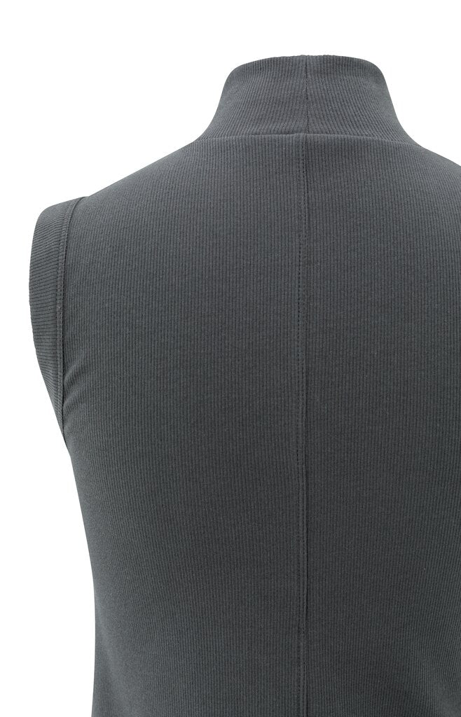 YAYA - Top High Neck Rib Oyster Black - Luxedy