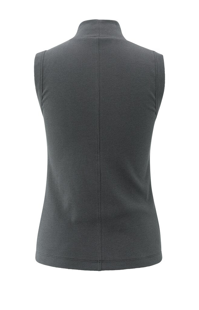 YAYA - Top High Neck Rib Oyster Black - Luxedy