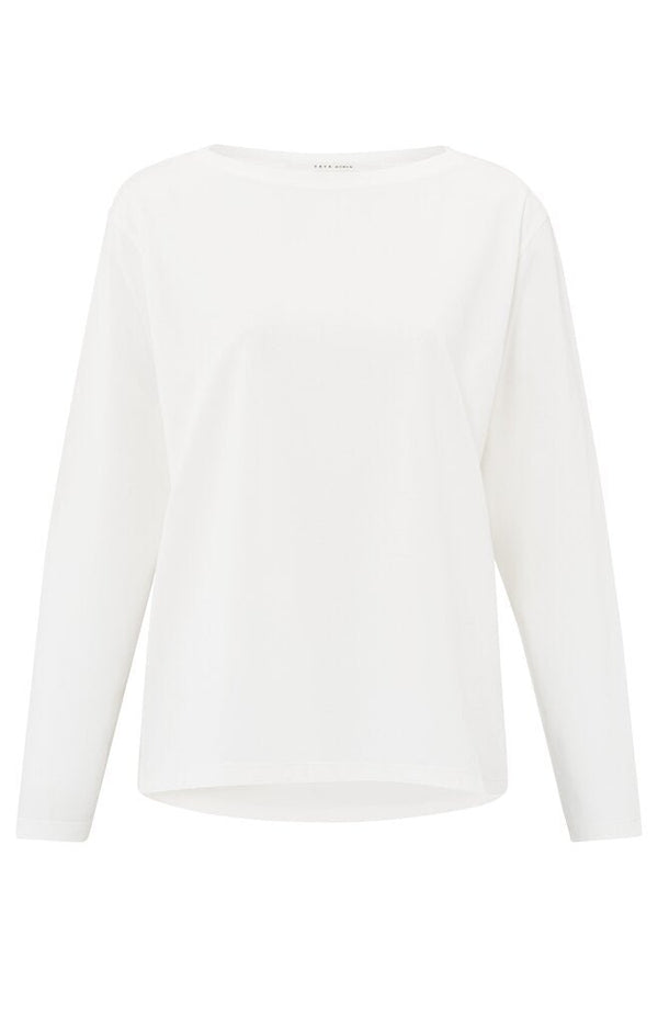 YAYA - Top Long Sleeve Boatneck Blanc De Blanc White - Luxedy